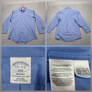 Brooks Brothers 1818 Regent Dress Shirt Men 17.5–35 Blue Non-Iron